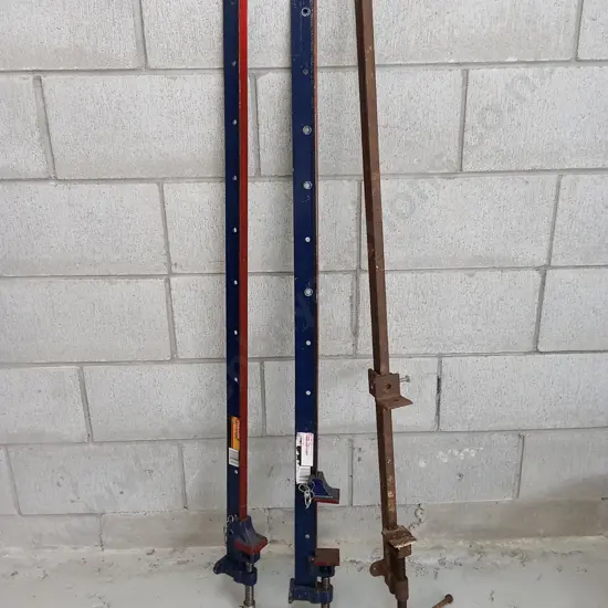 THREE METAL SASH CLAMPS, L 138CM