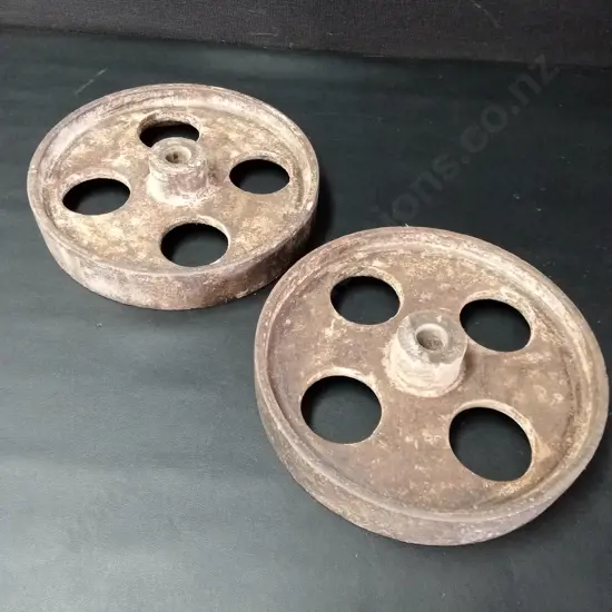2 CAST IRON WHEELS