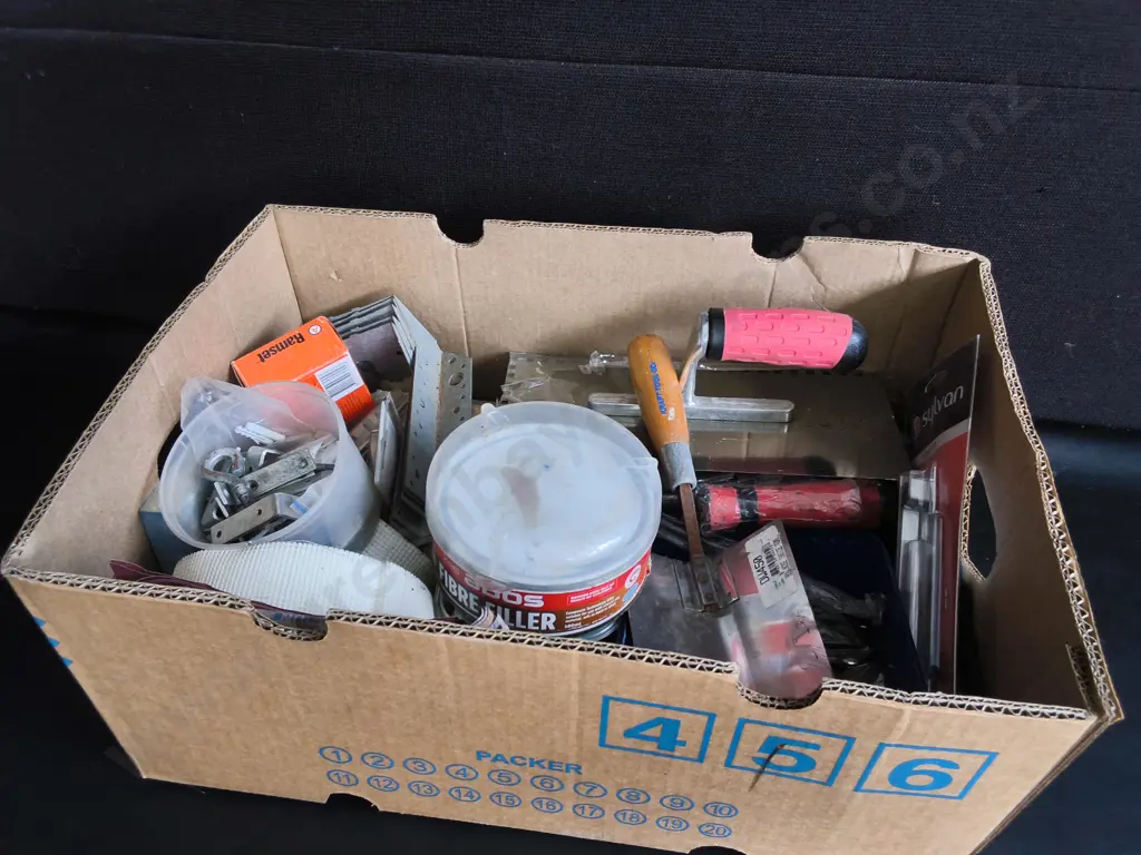 BOX OF TOOLS AND SUPPLIES Image 1++