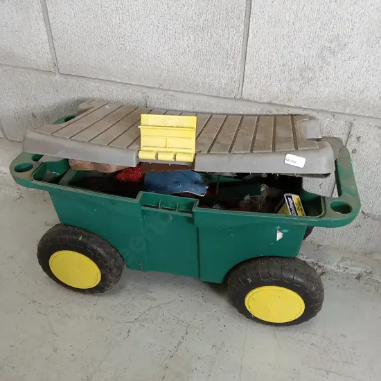 GARDEN TOOL STORAGE CART AND CONTENTS