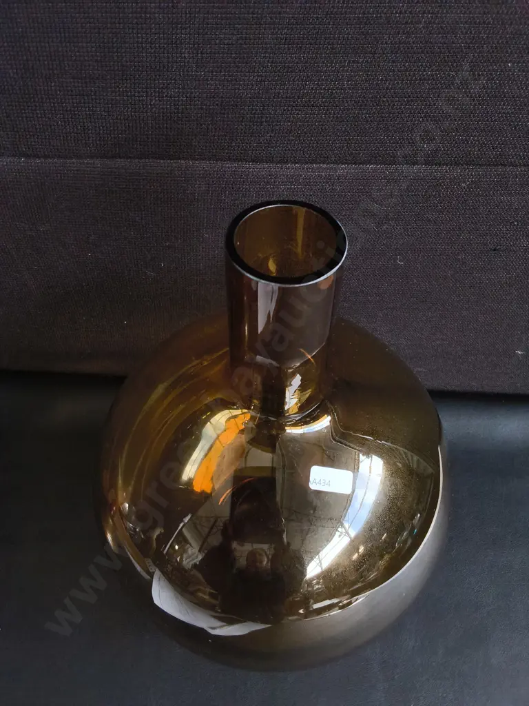 LARGE AMBER ART GLASS VASE, H 39 CM Image 1++