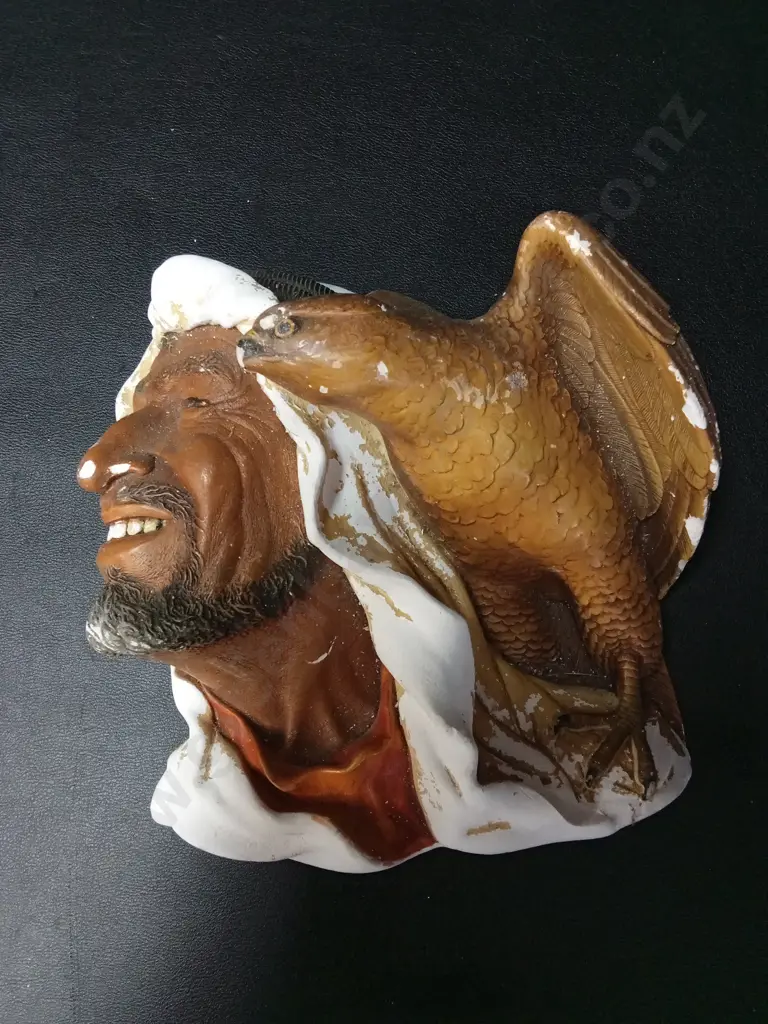 VINTAGE BOSSONS CHLAKWARE WALL MASK "DESERT HAWKS" BY FRED WRIGHT H17CM Image 1++