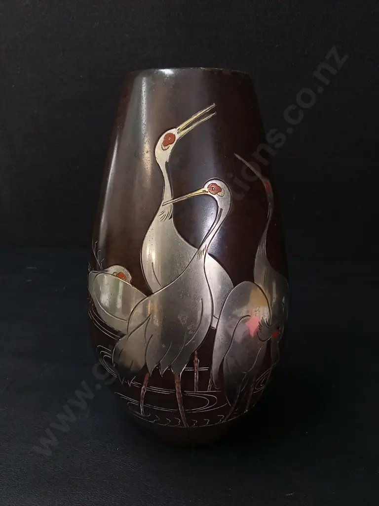 VINTAGE JAPANESE MIXED METAL VASE H24CM Image 1++