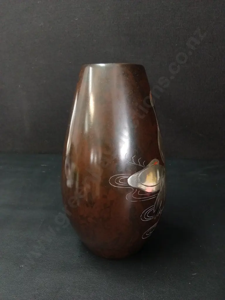 VINTAGE JAPANESE MIXED METAL VASE H24CM Image 1++