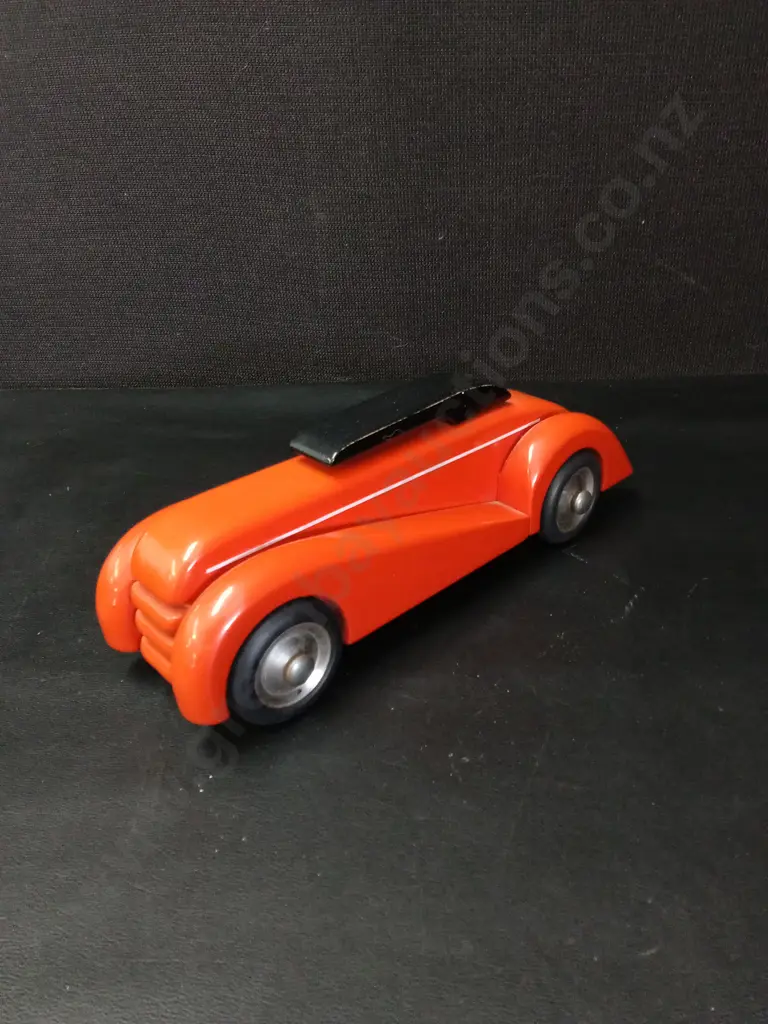3 VIENA ART-DECO WOODEN STREAMLINE CARS LONGEST L32CM Image 1++