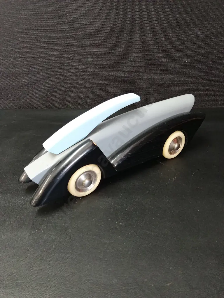3 VIENA ART-DECO WOODEN STREAMLINE CARS LONGEST L32CM Image 1++