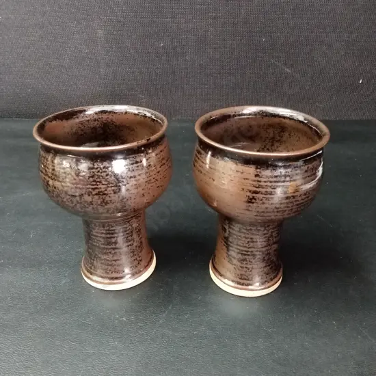PAIR OF VINTAGE HANDMADE CUPS H11CM