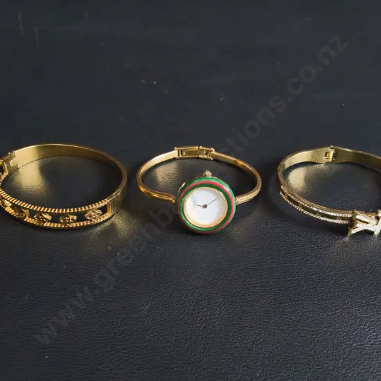 PAIR OF WOMENS BRACELETS AND WATCH