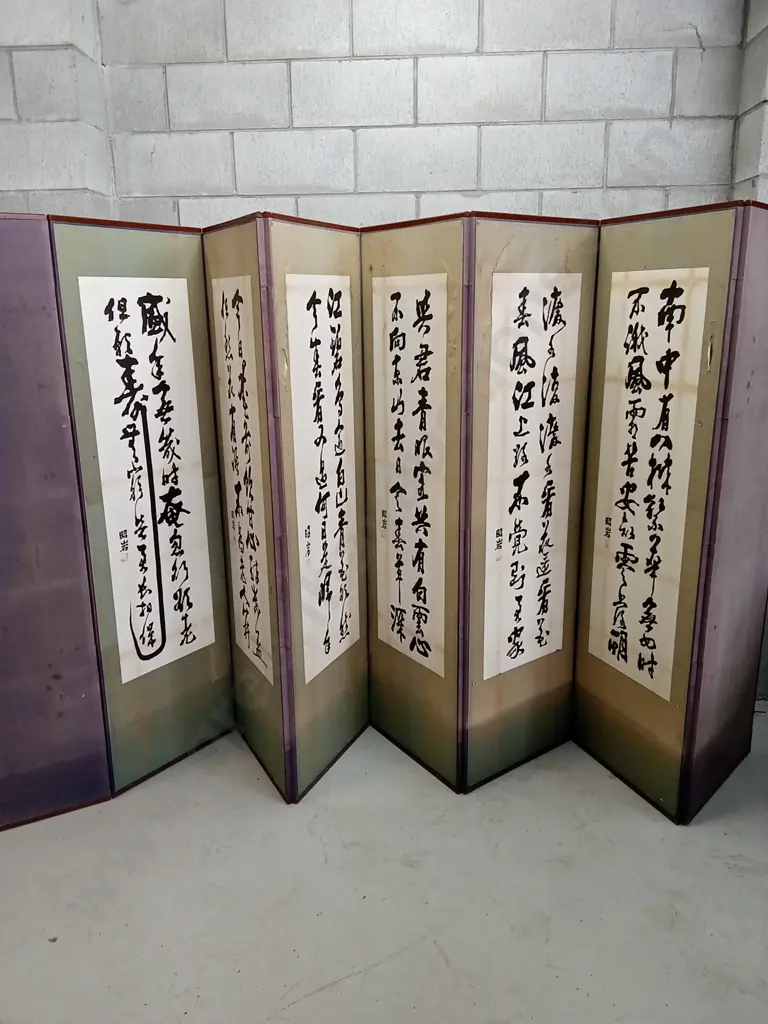 VINTAGE EAST ASIAN FOLDING SCREEN, H 157CM X W 384CM Image 1++