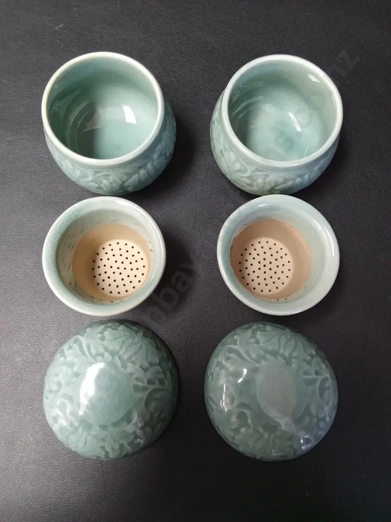 2 KOREAN CELADON TEA BREWING CERAMICS H8CM Image 1++