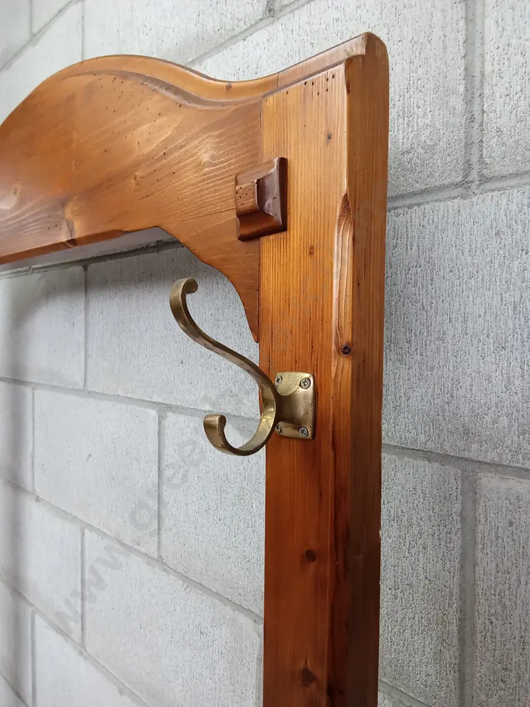 VINTAGE WOODEN HALL STAND WITH FRAME TO HOLD A MIRROR, H 207CM X W 85CM X D 38CM Image 1++