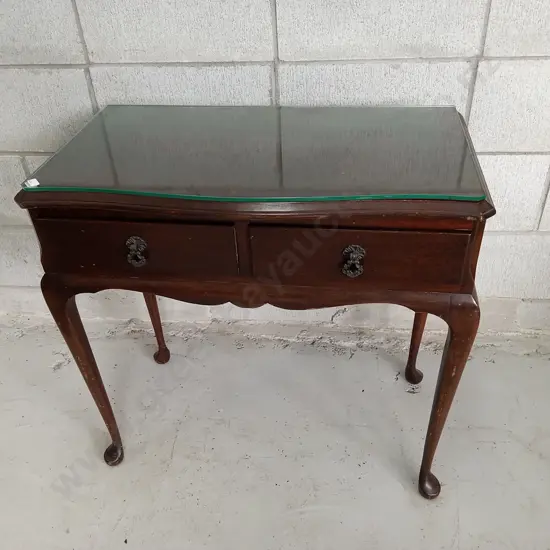 VINTAGE QUEEN ANNE-STYLE WOODEN HALL TABLE, H 67CM X W 70CM X D 38CM