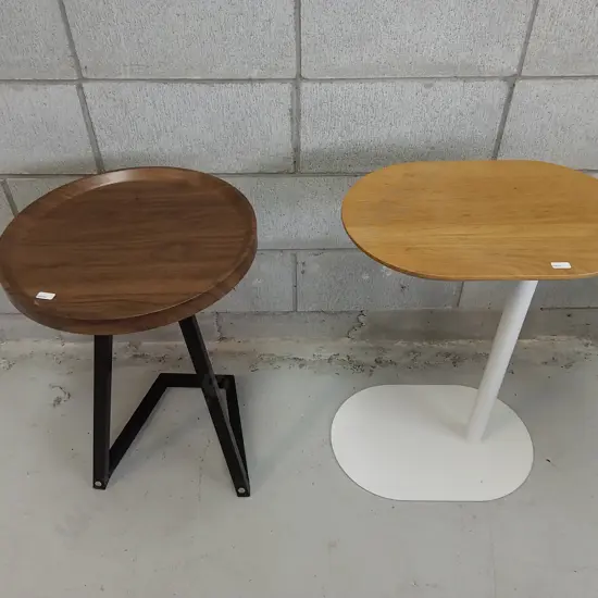TWO SOFA SIDE TABLES, 64CM HIGH