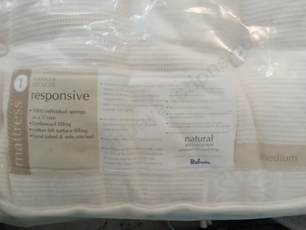 MARKS AND SPENCER DOUBLE BED FRAME AND MATTRESS, 200CM X 146CM Image 1++