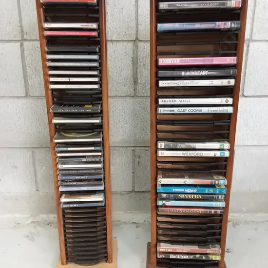 PAIR OF CD AND DVD STANDS, 84CM TALL