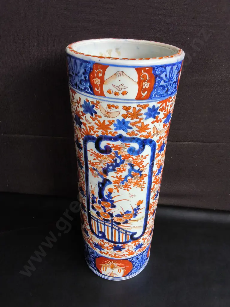 VINTAGE JAPANESE PORCELAIN UMBRELLA STAND, REPAIRED, H 62 CM Image 1++