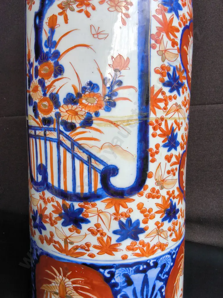 VINTAGE JAPANESE PORCELAIN UMBRELLA STAND, REPAIRED, H 62 CM Image 1++
