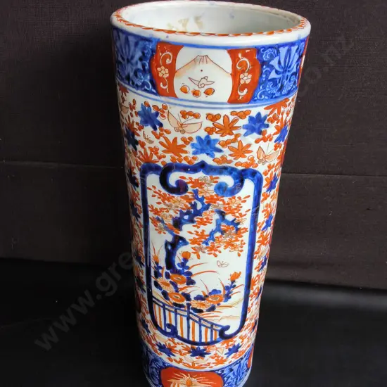 VINTAGE JAPANESE PORCELAIN UMBRELLA STAND, REPAIRED, H 62 CM