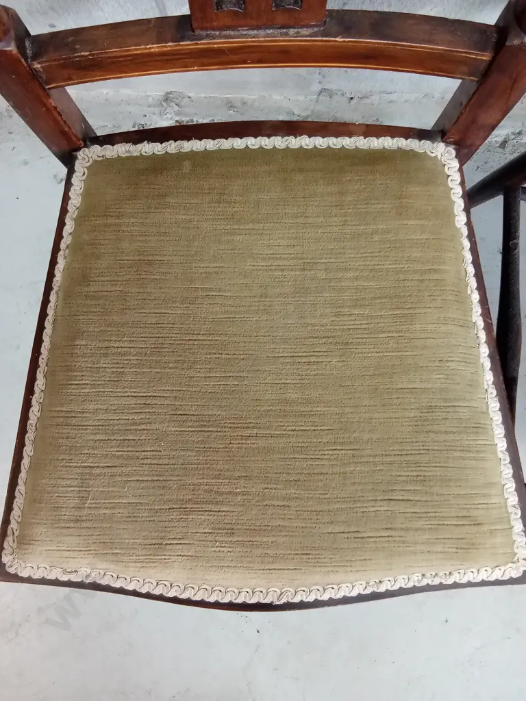 PAIR OF VINTAGE WOODEN CHAIRS WITH UPHOLSTERED SEATS, H 97CM Image 1++