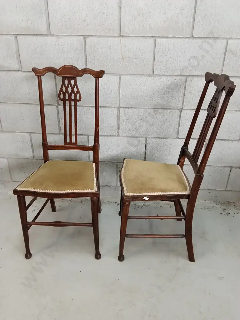 PAIR OF VINTAGE WOODEN CHAIRS WITH UPHOLSTERED SEATS, H 97CM Image 1++