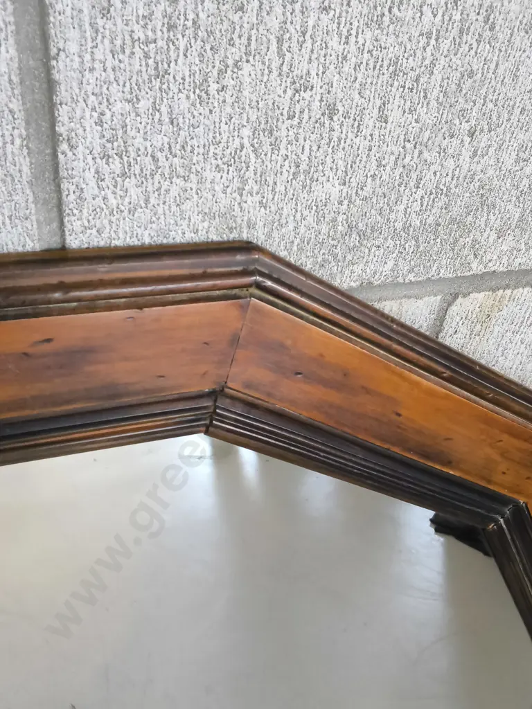 VINTAGE OCTAGONAL WOODEN WALL MIRROR, H 98 CM Image 1++