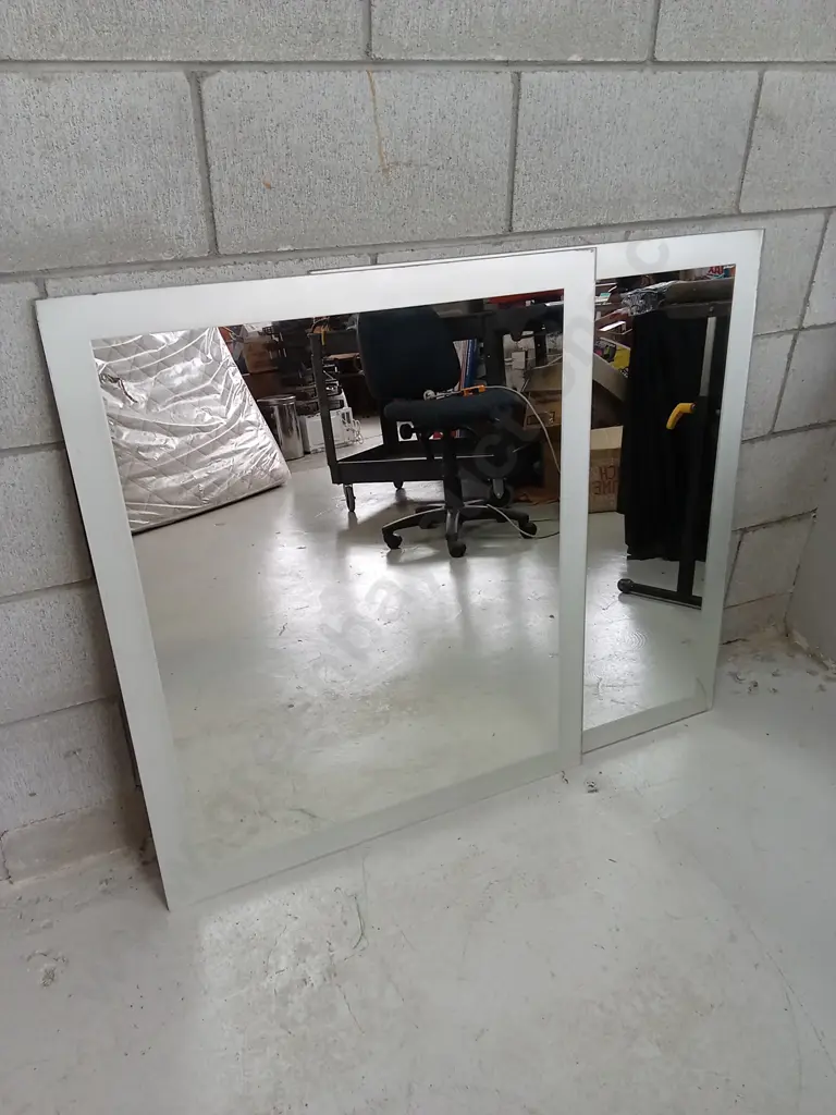 TWO LARGE MIRRORS WITH FROSTED BORDERS, 75CM X 90CM Image 1++
