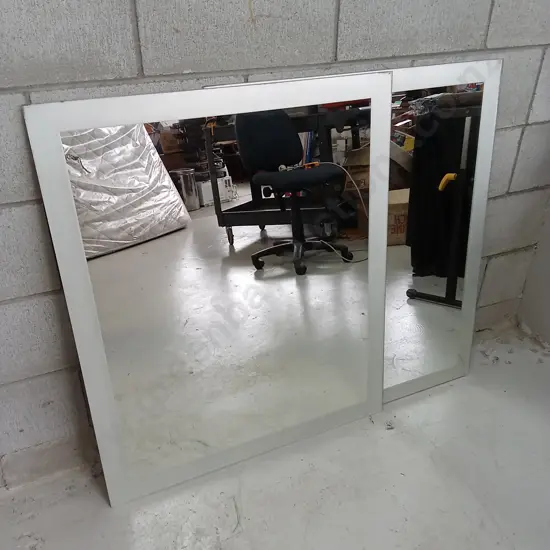 TWO LARGE MIRRORS WITH FROSTED BORDERS, 75CM X 90CM