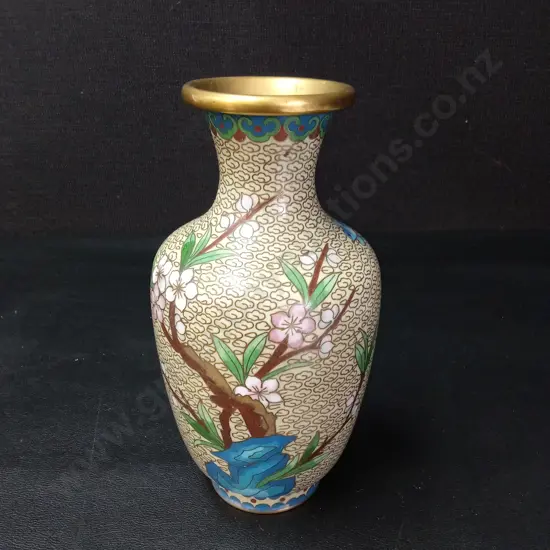 ORNATE CLOISONNE VASE H18CM