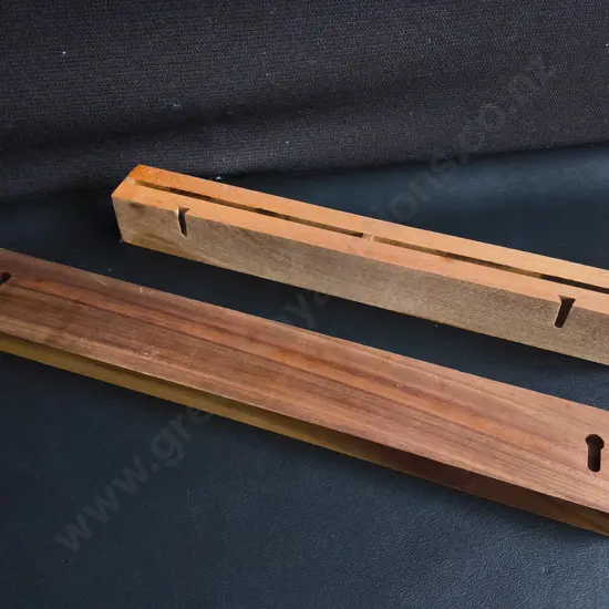 PAIR OF SOLID WOOD KNIFE HOLDERS, ONE MAGNETIC, WIDEST W 40 CM