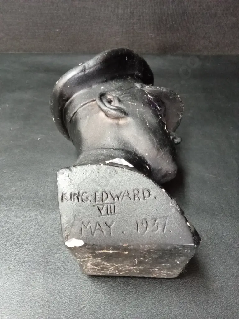 VINTAGE KING EDWARD VIII PLASTER CORONATION BUST H21CM Image 1++