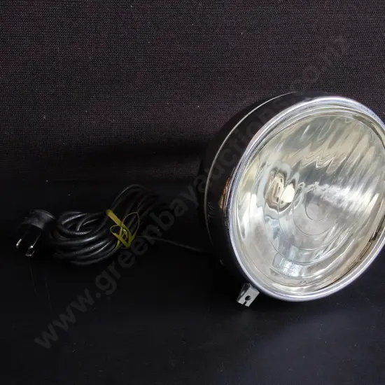 VINTAGE RAYDOT CAR HEADLAMP, REPURPOSED AS LAMP, WORKING