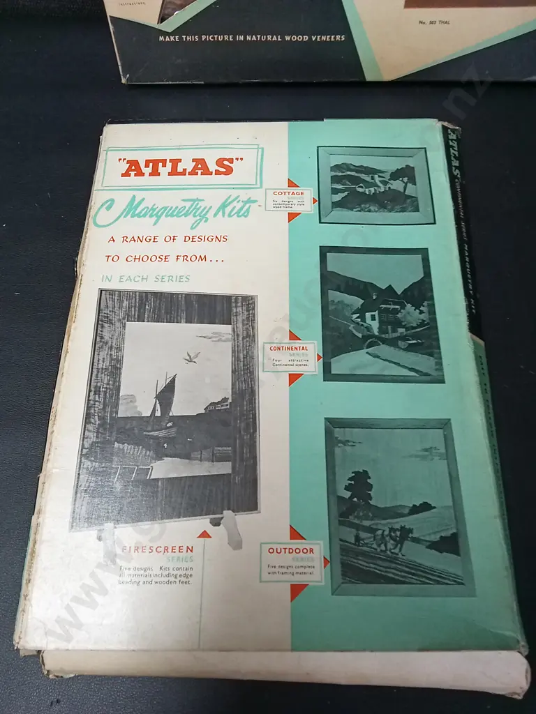 2 VINTAGE ATLAS MARQUETRY KITS Image 1++