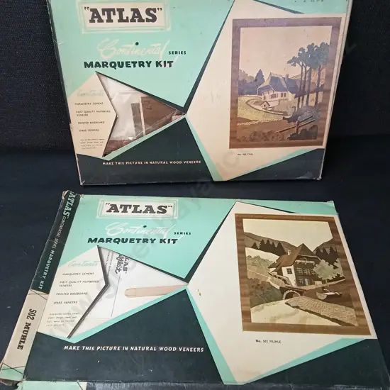 2 VINTAGE ATLAS MARQUETRY KITS