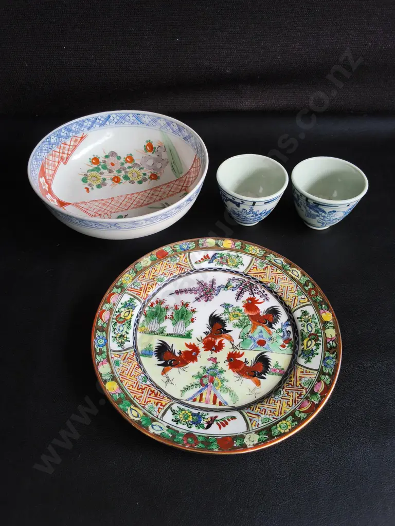 VINTAGE CHINESE EXPORT PORCELAIN, 4 PIECES, WIDEST DIA 21 CM Image 1++