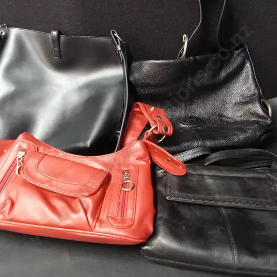 4 WOMEN'S PURSES, 1 GENUINE LEATHER
