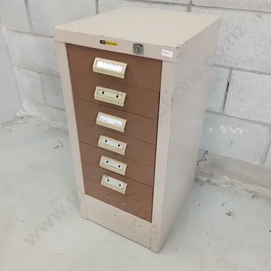 VINTAGE PRECISION FILING CABINET, H 71CM X W 33CM X D 38CM