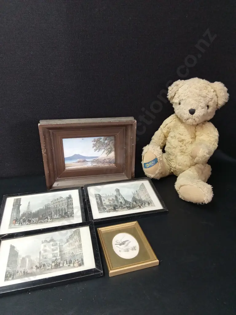 5 VINTAGE PHOTO FRAMES LARGEST L27CM AND A TRADITIONAL TEDDY BEAR Image 1++