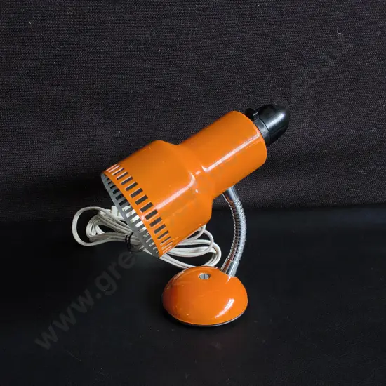 ORANGE VINTAGE SPACE AGE GOOSENECK LAMP, WORKING