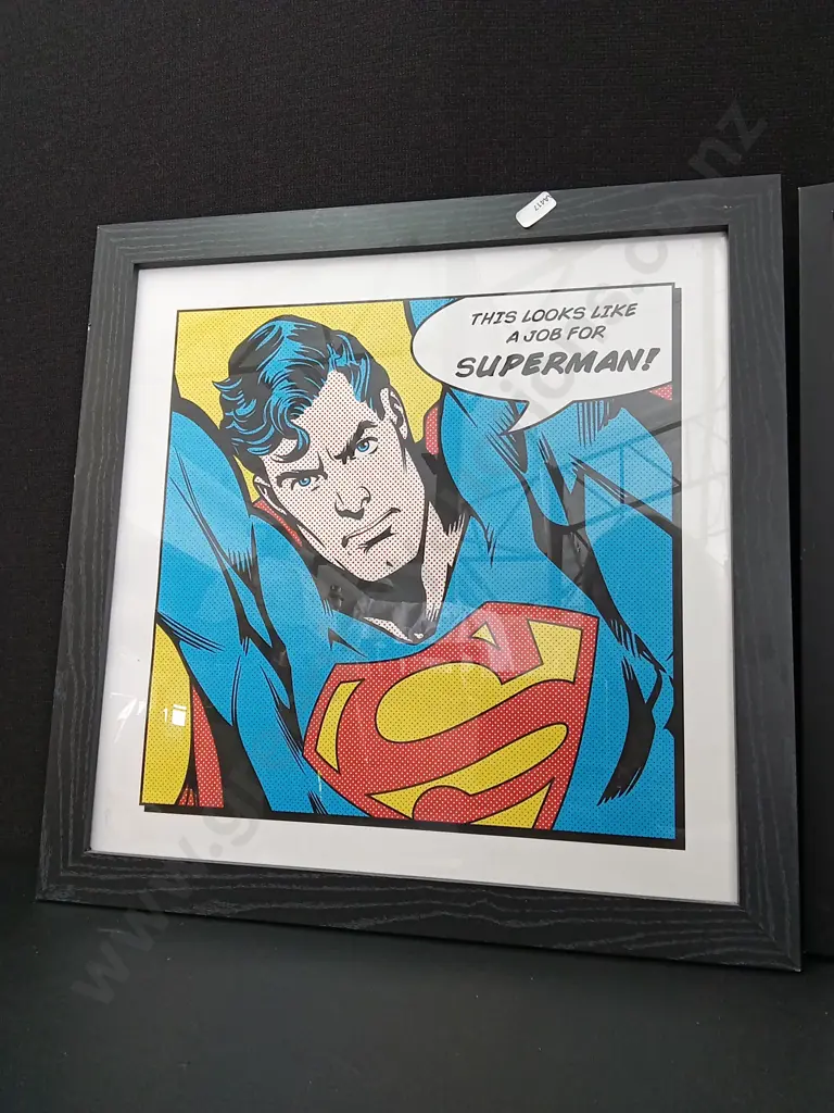 2 FRAMED PRINTS, SUPERMAN 45CM X 45CM, KOBE BRYANT 33CM X 45CM Image 1++