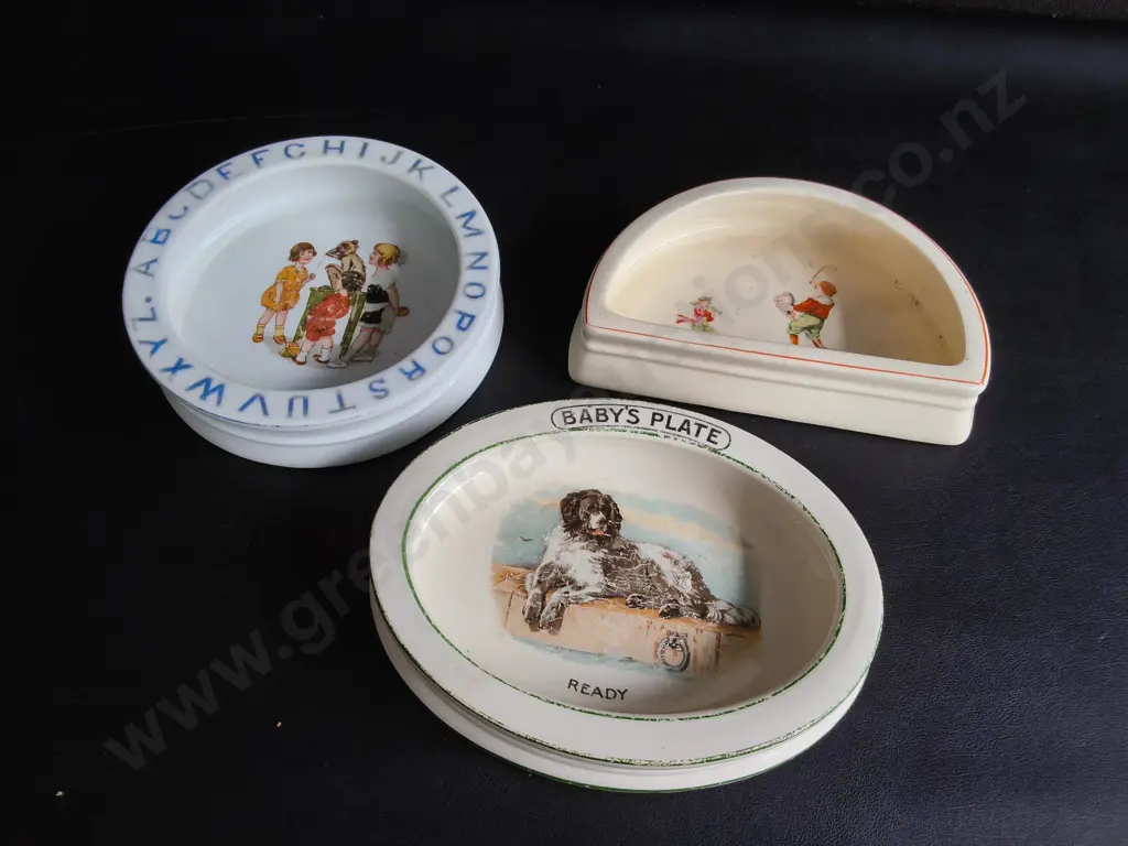 VINTAGE NURSERY FEEDING DISHES, 3 PIECES, WIDEST W 19.5 CM Image 1++