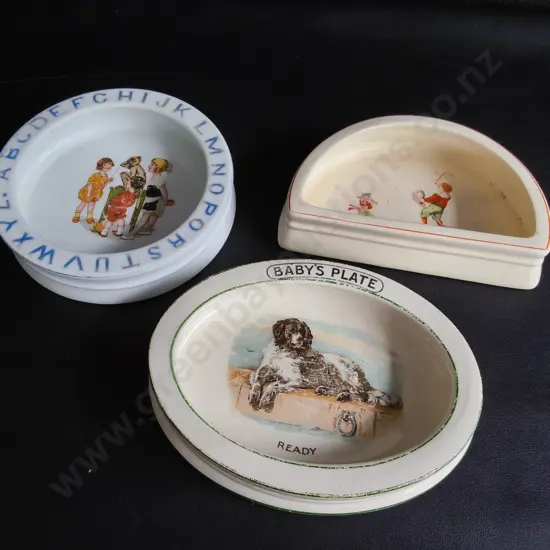 VINTAGE NURSERY FEEDING DISHES, 3 PIECES, WIDEST W 19.5 CM