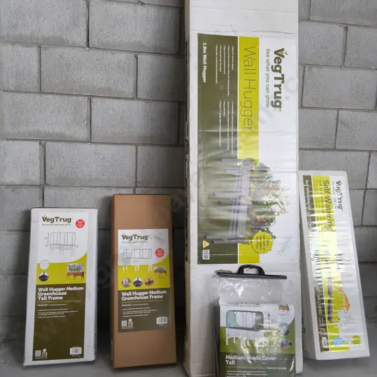 BRAND NEW WALL HUGGER 1.8M, SHADE COVER, SELF WATERING KIT, AND GREENHOUSE FRAMES, VEGTRUG