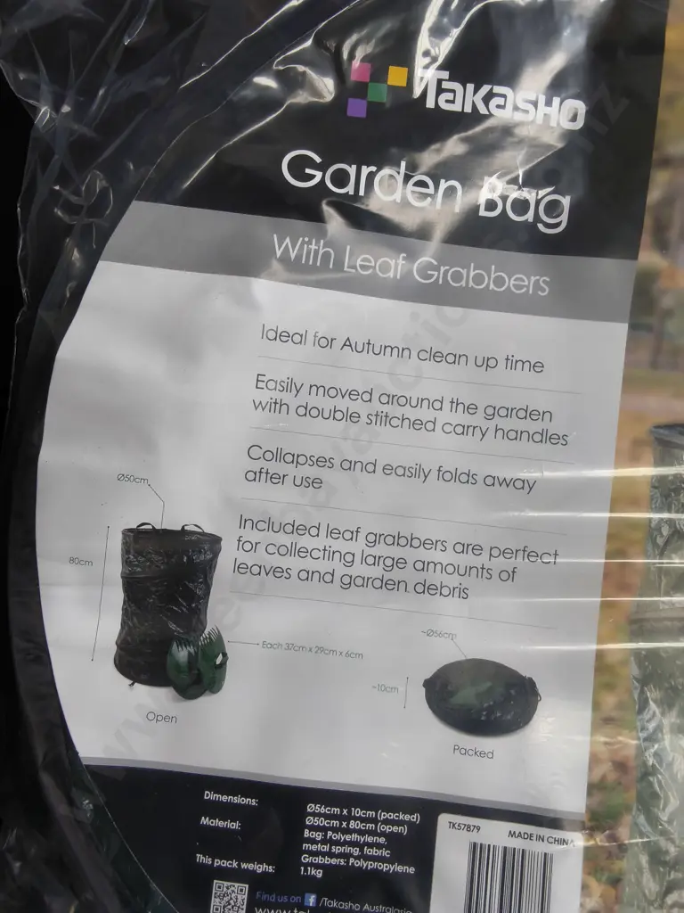 BRAND NEW TAKASHO GARDEN BAG WITH LEAF GRABBERS, H 80 CM Image 1++