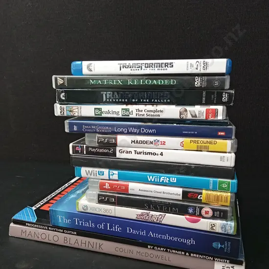 3 BOOKS, VIDEO GAMES AND DVDS