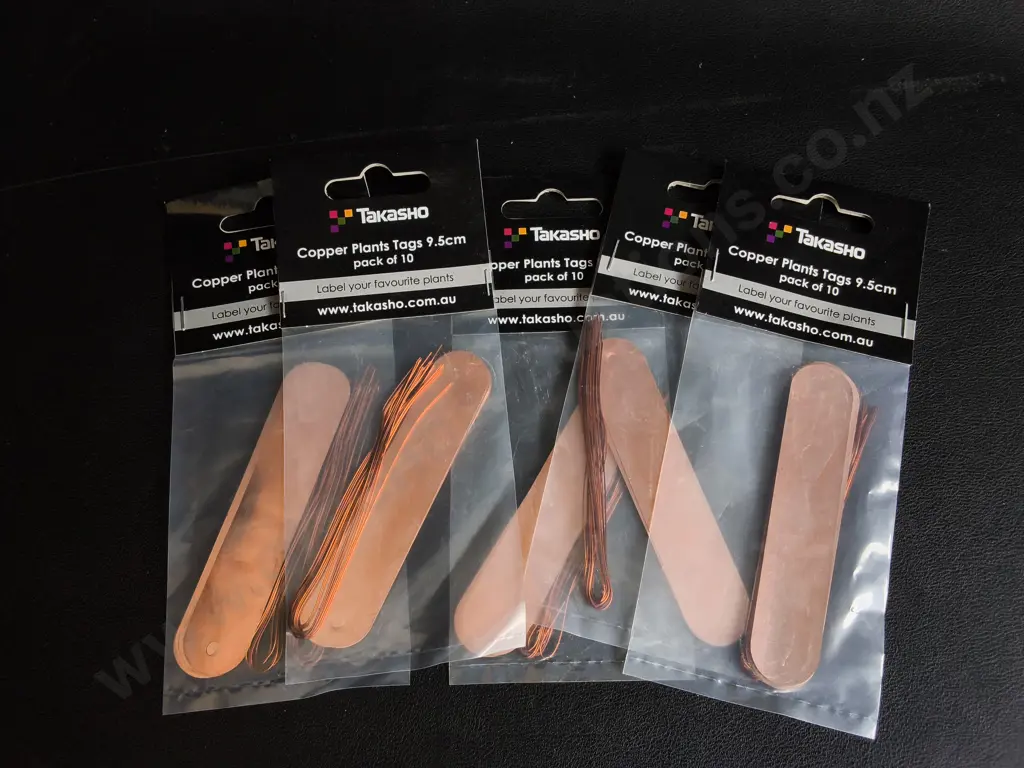 5 BRAND NEW PACKS OF TAKASHO COPPER PLANT TAGS Image 1++