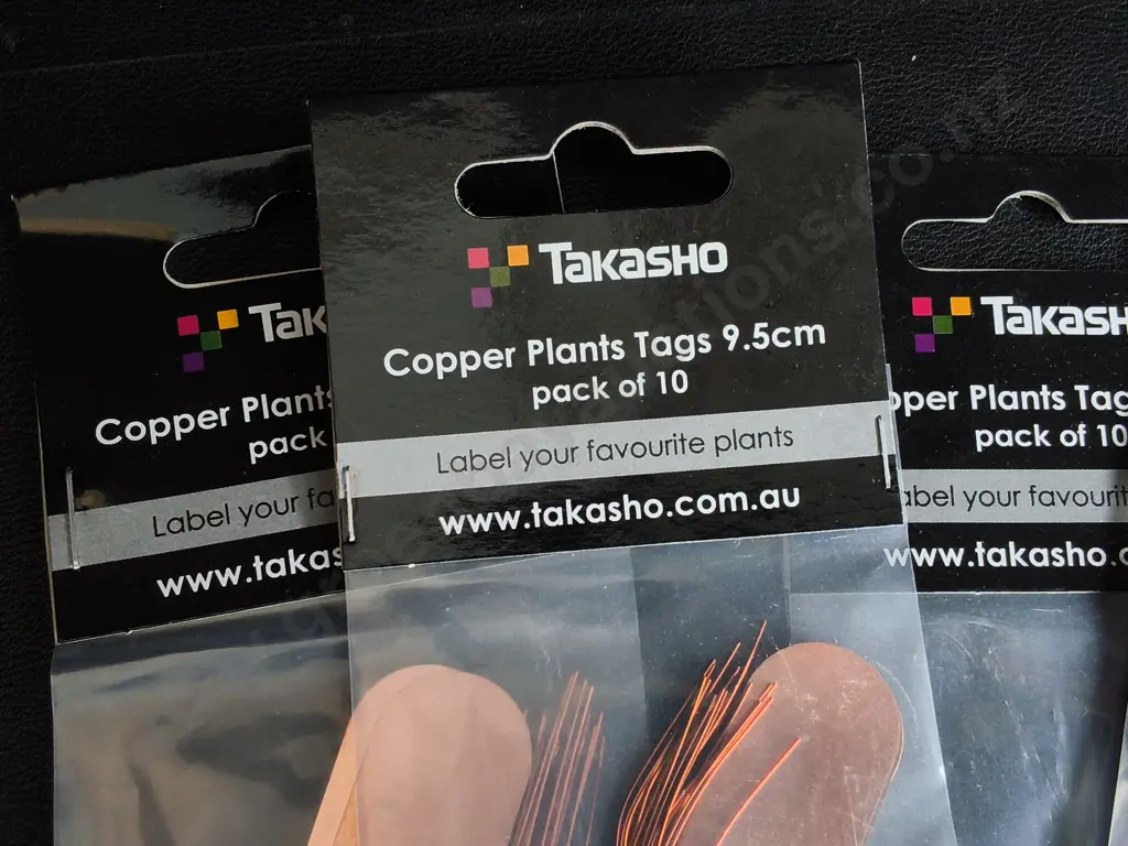 5 BRAND NEW PACKS OF TAKASHO COPPER PLANT TAGS Image 1++
