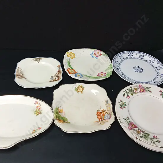 9 VINTAGE PLATES LARGEST L27CM, ALFRED MEAKIN, J&G MEAKIN AND MORE