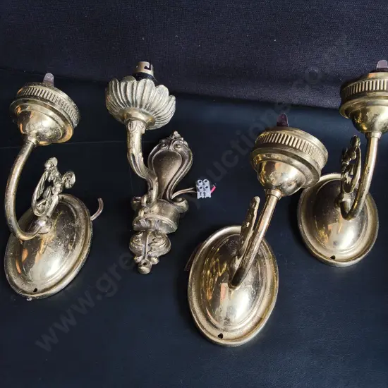 4 VINTAGE BRASS WALL SCONCES
