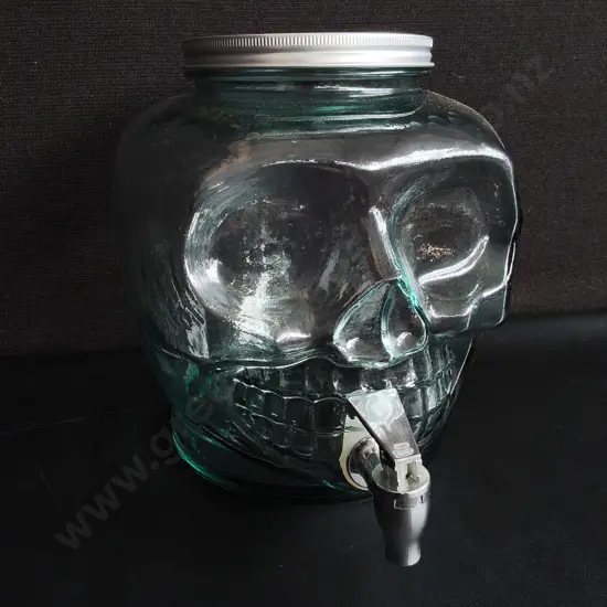 GLASS SKULL DRINK DESPENSER H 24 CM