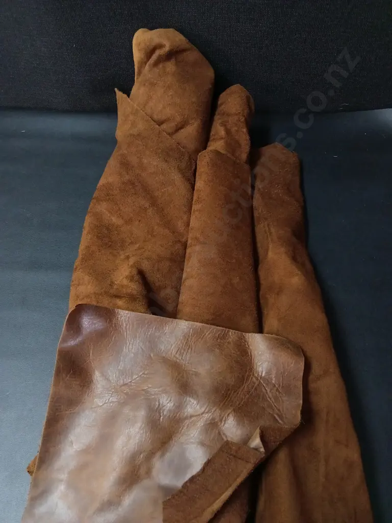 CHOCOLATE BROWN LEATHER FOR FURNITURE RE-UPHOLSTERY, 3 SHEETS, APPROXIMATELY 2.5M² Image 1++
